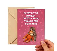 Tarjeta Conmemorativa para Mamá, Lindo Saludo Pensativo, Diseño de Mono Perforado con Mensaje, Accesorio de Tarjeta Hecho a Mano, Saludo de Papel con Estilo Decorativo, Tarjetas de Mamá para Cumpleaño