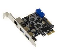 Tarjeta Controladora Pcie USB3 2+2 Puertos Al Conector 19 Pin + Gigabit Ethernet