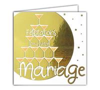 Tarjeta cuadrada dorada de felicitación para tu boda