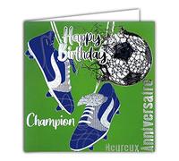Tarjeta cuadrada plateada para cumpleaños con texto en inglés «Happy Birthday»