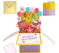 Tarjeta Cumpleaños 3d Pop Up Tarjetas Felicitacion Cumpleaños 80th Birthday Card para Hombres y Mujeres Familias Amantes Amigos y Niños (A 80)