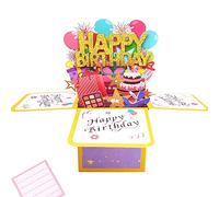 Tarjeta Cumpleaños 3d Pop Up Tarjetas Felicitacion Cumpleaños Birthday Card para Hombres y Mujeres Familias Amantes Amigos y Niños (Happy Birthday)