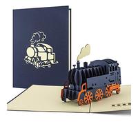 Diese-Klappkarten Tarjeta cumpleaños y cheque regalo con tren desplegable. Tarjeta de regalo 3d como felicitacion cumpleaños para adultos, padre y parejas o como tarjetas de viaje, T09