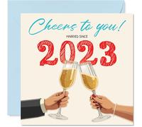 Tarjeta de 2º aniversario para mujeres y hombres, tarjeta de felicitación de aniversario de boda de 145 mm