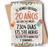 Tarjeta de 20 Cumpleaños - Tarjeta de Felicitación Graciosa para alguien que cumple 20 años - Regalo Original para 20 Cumpleaños para él, ella, hombre, mujer, mejor amigo, amiga - EU 85