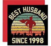 Tarjeta de 27 aniversario para marido de parte de la esposa, mejor marido desde 1998, regalos "I Love You", tarjetas de feliz aniversario de boda para pareja, tarjetas de felicitación de 145 mm para
