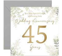 Tarjeta de 45 aniversario de boda, cuarenta y cinco años, regalo para parejas especiales, cuadragésimo quinto aniversario de boda, diseño botánico de eucalipto