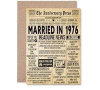 Tarjeta de 49 aniversario para hombres y mujeres, periódico vintage casado en 1976, tarjeta de aniversario de boda de 49 años para marido, pareja, esposa, compañero, tarjetas de felicitación de