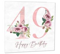 Tarjeta de 49 cumpleaños para mujer, tarjetas florales de 49 cumpleaños para mujer de 49 años, cuarenta y nueve, cuarenta y noveno damas mamá, hermana, tía, sobrina e hija