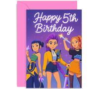 Tarjeta de 5º cumpleaños inspirada en K-Pop para niñas, hija, sobrina, hermana, amiga, mejor amiga, regalo de cinco años