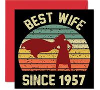 Tarjeta de 68 aniversario para esposa de parte del marido, la mejor esposa desde 1957, regalos "I Love You", tarjetas de feliz 68 aniversario de boda para pareja, tarjetas de felicitación de 145 mm