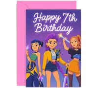 Tarjeta de 7º cumpleaños inspirada en K-Pop para niñas, hija, sobrina, hermana, amiga, mejor amiga, regalo de 7 años
