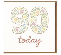 Tarjeta de 90 cumpleaños - Diseño floral de flores pastel '90 Today' elegante saludo hito
