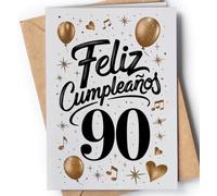 Tarjeta de 90 Cumpleaños - Tarjeta de Felicitación Graciosa para alguien que cumple 90 años - Regalo Original para 90 Cumpleaños para él, ella, hombre, mujer, mejor amigo, amiga... - Feliz EU 50