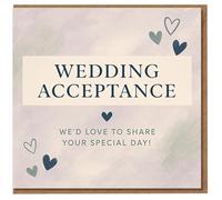 Tarjeta de aceptación de confirmación de asistencia de boda - Nos encantaría compartir tu día especial - Diseño de corazón - Elegante pastel