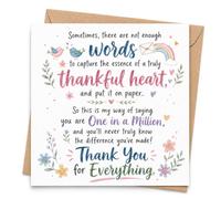 Tarjeta de agradecimiento con sobre, tarjeta de agradecimiento sincera para amigos, profesores, mentores, colegas o familiares, tarjeta de felicitación de gratitud uno en un millón para apoyo