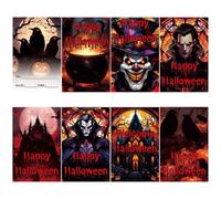 - Tarjeta de agradecimiento de Halloween, papel de carta de Halloween, papel para cartas de Halloween con temática de vampiros, papel de papelería de dibujos animados de 8 piezas, tarjeta de