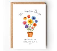 Tarjeta de agradecimiento educadora Kita Flor - despedida de Kindergarten regalo, agradecimiento, tarjeta educadora, regalo de despedida, tarjeta de felicitación Kita con sobre arco iris (1)