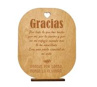 Tarjeta de Agradecimiento Madera | Dedicatoria Gracias | Regalos Originales hechos en España | Base incluida | Dedicatoria bonita Ideas Regalos Originales