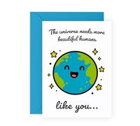 Tarjeta de agradecimiento o pensamiento en ti - The Universe Needs More Beautiful Humans - Tarjeta de amistad dulce para ella, él, amigo, colega, mamá, papá, hermano, hermana - Viene con calcomanías