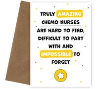 Tarjeta de agradecimiento para enfermera de quimioterapia, imposible de olvidar, tarjeta de agradecimiento para que la enfermera de quimioterapia exprese gracias a él o ella, para salir, jubilación