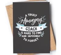 Tarjeta de agradecimiento para entrenador. Impresionante tarjeta de agradecimiento para hombres o mujeres para cualquier ocasión: cumpleaños, jubilación, fin de temporada.