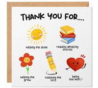 Tarjeta de agradecimiento para maestros, con texto en inglés "Thank You for Helping Me Grow from Children", para enseñar, crecer juntos, guardería