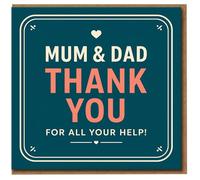 Tarjeta de agradecimiento para mamá y papá - For All Your Help - Tarjeta de felicitación de agradecimiento para padres - Heartfelt for Mum and Dad