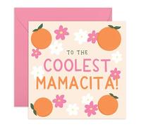 Tarjeta de agradecimiento para mamás - «To the Coolest Mamacita!» - Naranjas y flores - Divertido saludo para esposa, prometida, ella, mujer, pareja, cónyuge, querido, bebé - Día de la Madre o
