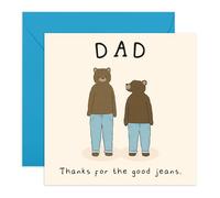 Tarjeta de agradecimiento para papá con texto en inglés "Thanks for the Good Jeans" - Cute Bears in Denim - Felicitación de agradecimiento para papá, papá, padre, padrastro, él, cumpleaños o día del