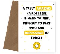 Tarjeta de agradecimiento para peluquería, imposible de olvidar, tarjeta de agradecimiento para peluquero o estilista para expresar gracias a él o ella, para salir, jubilación