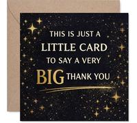 Tarjeta de agradecimiento - Una pequeña tarjeta con un gran impacto - Diseño estrellado negro y dorado que revienta con gratitud - destaca por agradecimiento sincero - cuadrado de 145 mm, sobre