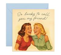 Tarjeta de amistad dulce para ella - "So Lucky to Call You My Friend" - Tarjeta de agradecimiento y pensamiento en ti para amigos, mejores amigas, niñas, hermanas, hermanas, primas, señoras, niñas