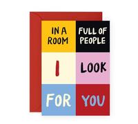 Tarjeta de amor dulce - Room Full Of People, I Look For You - Saludo romántico para él, ella, pareja, esposa, marido, novio, novia, prometido, bebé, bae, querido, cónyuge, otra mitad, viene con