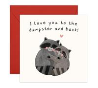 Tarjeta de amor juguetona - Love You To The Dumpster And Back Raccoons - Bonita tarjeta de aniversario o día de San Valentín para pareja, novio, novia, esposa sana, marido, abrazos, viene con