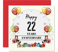 Stuff4 Tarjeta de 22º aniversario para marido y esposa, globos de fiesta, 145 mm