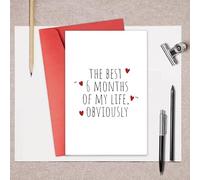 Tarjeta de aniversario de 6 meses para él y ella, tarjeta de regalo de seis meses para novio, novia, tarjeta de aniversario de citas