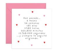 Tarjeta de aniversario de 6 meses para novio/novia - Tarjetas de feliz aniversario para pareja - Medio año y 6 meses para esposa, esposo, pareja y prometido/a - Regalos de amor - Incluye pegatinas