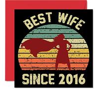 Tarjeta de aniversario de bronce para esposa de parte del marido - Best Wife Since 2016 - Regalos "I Love You", tarjetas de feliz 8º aniversario de boda para pareja, tarjetas de felicitación de 145 mm