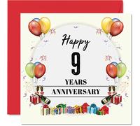 Tarjeta de aniversario de cerámica para marido y esposa, fiesta de aniversario, tarjeta de feliz 9º aniversario de boda para pareja, tarjetas de felicitación de 145 mm x 145 mm para noveno aniversario