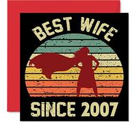 Tarjeta de aniversario de cristal para esposa de marido - Mejor esposa desde 2007 - I Love You Gifts Happy 15th Wedding Anniversary Cards for Partner, 145 mm x 145 mm Tarjetas de felicitación para decimoquinto aniversario