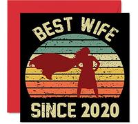 Tarjeta de aniversario de frutas y flores para esposa de marido, la mejor esposa desde 2020, regalos con texto en inglés "I Love You", tarjetas de feliz 4º aniversario de boda para pareja, tarjetas de