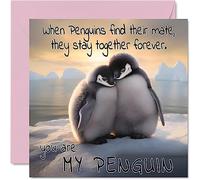 Tarjeta de aniversario de pingüino - You Are My Penguin - Bonita tarjeta romántica para el día de San Valentín para novia, novio, esposa, marido, pareja, amigo, él, ella, 145 mm x 145 mm, tarjetas de