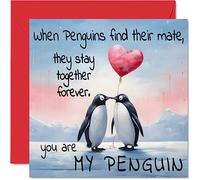 Tarjeta de aniversario de pingüino - You Are My Penguin - Bonita tarjeta romántica para el día de San Valentín para novia, novio, esposa, marido, pareja, amigo, él, ella, 145 mm x 145 mm, tarjetas de