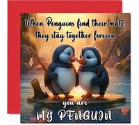 Tarjeta de aniversario de pingüino - You Are My Penguin - Bonita tarjeta romántica para el día de San Valentín para novia, novio, esposa, marido, pareja, amigo, él, ella, 145 mm x 145 mm, tarjetas de