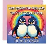 Stuff4 Tarjeta de aniversario de San Valentín con pingüino LGBT - You Are My Penguin - Bonita tarjeta romántica para novia, novio, esposa, marido, pareja, amigo, él, ella, tarjetas de felicitación de