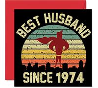 Tarjeta de aniversario dorada para marido de parte de la esposa, mejor marido desde 1974, regalos "I Love You", tarjetas de feliz 50 aniversario de boda para pareja, tarjetas de felicitación de 145 mm