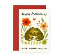 Tarjeta de aniversario dulce - Toadally in Love Frog - Tarjeta de amor para pareja, marido, novio, esposa, novia, prometida, bebé, querida, miel - romántica y saludable - Viene con calcomanías