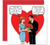 Tarjeta de aniversario grosera y traviesa para esposa, novia, pareja, rosas retro, divertida tarjeta de aniversario para mujeres, 145 mm x 145 mm, tarjetas de felicitación ofensivas para prometido