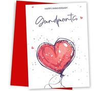 Tarjeta de aniversario para abuelos, globo rojo en forma de corazón para cada aniversario del 1 al 70, gesto romántico para abuelos